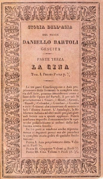 ,Daniello Bartoli : La Cina  - Asta Libri, Autografi e Stampe - Associazione Nazionale - Case d'Asta italiane