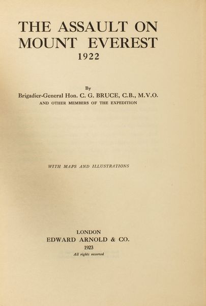 ,Bruce Charles Granville : The Assault of Mount Everest 1922  - Asta Libri, Autografi e Stampe - Associazione Nazionale - Case d'Asta italiane
