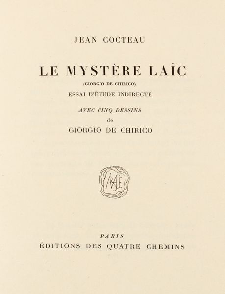 ,Jean Cocteau : Le Myst�re Laic  - Asta Libri, Autografi e Stampe - Associazione Nazionale - Case d'Asta italiane