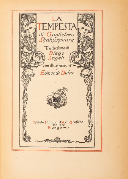,Edmund Dulac : La Tempesta. Traduzione di Diego Angeli con illustrazioni di Edmondo Dulac  - Asta Libri, Autografi e Stampe - Associazione Nazionale - Case d'Asta italiane