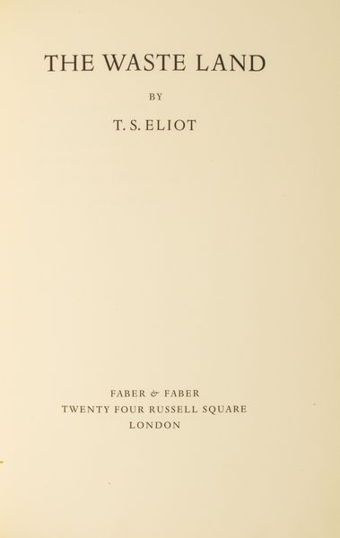 ,Thomas Eliot : The Waste Land  - Asta Libri, Autografi e Stampe - Associazione Nazionale - Case d'Asta italiane