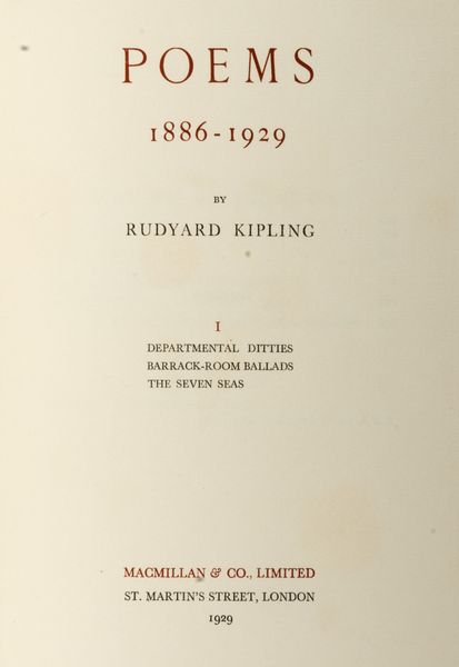 ,Kipling, Rudyard : Poems  - Asta Libri, Autografi e Stampe - Associazione Nazionale - Case d'Asta italiane
