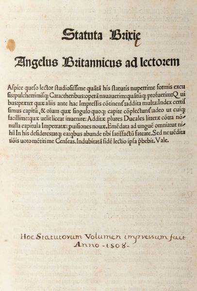 Statuta Brixie  - Asta Libri, Autografi e Stampe - Associazione Nazionale - Case d'Asta italiane