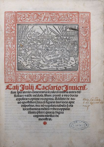 ,Cesare, Caio Giulio : Caii Iulii Caesaris invictissimi imperatoris Commentaria: seculorum iniuria antea difficilia: et valde mendosa. Nunc primum a viro docto expolita: et optime recognita. Additis de novo apostillis: Una cum figuris suis locis apte dispositis  - Asta Libri, Autografi e Stampe - Associazione Nazionale - Case d'Asta italiane