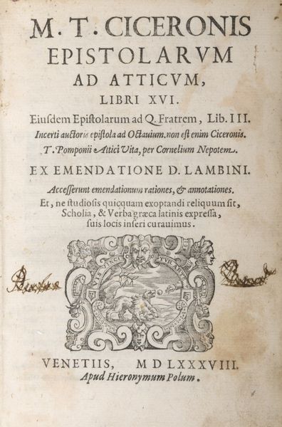 Epistolarum ad Attico  - Asta Libri, Autografi e Stampe - Associazione Nazionale - Case d'Asta italiane