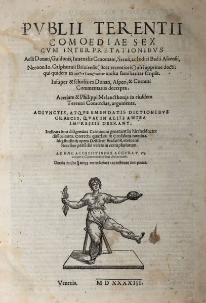 ,Terenzio, Publio Afro : Publii Terentii Comoediae sex cum interpretationibus Aelii Donati, Guidonis, Juuenalis Cenomani  - Asta Libri, Autografi e Stampe - Associazione Nazionale - Case d'Asta italiane
