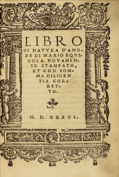 ,Mario Equicola : Libro di natura d'amore ... nuovamente stampato, et con somma diligentia corretto.  - Asta Libri, Autografi e Stampe - Associazione Nazionale - Case d'Asta italiane