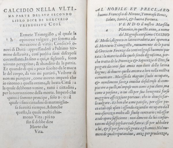 ,Hermes Trismegisto : Il Pimandro di Mercurio Trimegisto  - Asta Libri, Autografi e Stampe - Associazione Nazionale - Case d'Asta italiane