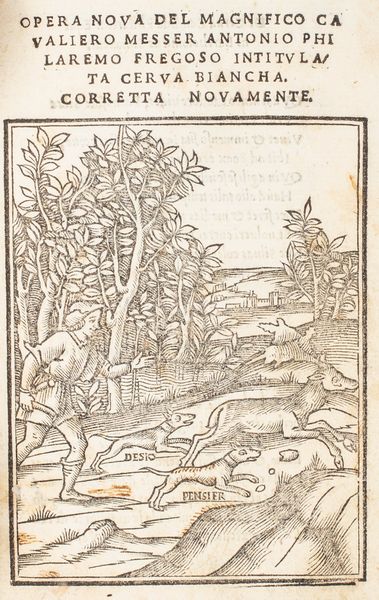 ,Fregoso, Antonio : Opera nova [...] intitulata Cerva biancha. Corretta novamente  - Asta Libri, Autografi e Stampe - Associazione Nazionale - Case d'Asta italiane