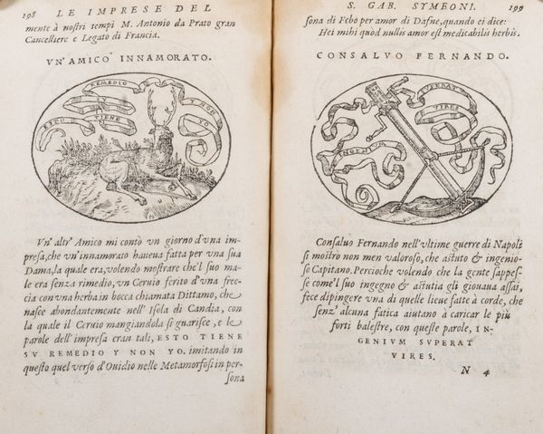 ,Paolo Giovio : Dialogo dell�imprese militari et amorose di Monsignor Giovio Vescovo di Nocera et del S. Gabriel Symeoni Fiorentino  - Asta Libri, Autografi e Stampe - Associazione Nazionale - Case d'Asta italiane
