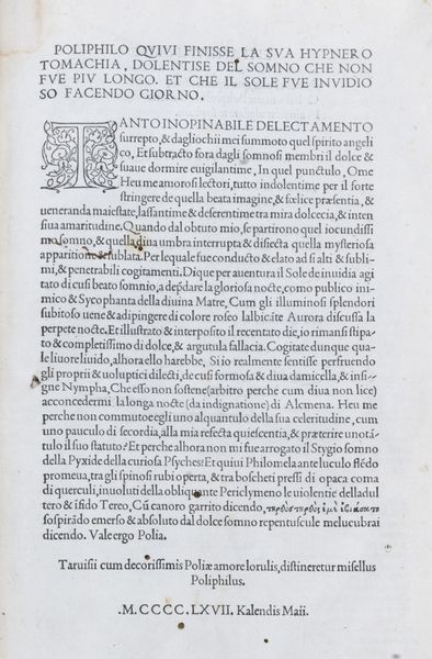 ,Colonna, Francesco : Hypnerotomachia Poliphili, ubi humana omnia non nisi somnium esse docet atque obiter plurima scitu sanequam digna commemorat  - Asta Libri, Autografi e Stampe - Associazione Nazionale - Case d'Asta italiane