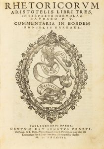 ,Aristotele : Rhetoricorum...Libri Tres  - Asta Libri, Autografi e Stampe - Associazione Nazionale - Case d'Asta italiane