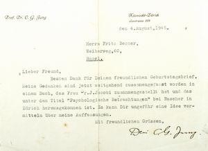 ,Jung, Carl Gustav - Lettera dattiloscritta con firma