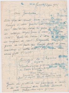 ,GIORGIO DE CHIRICO : Carteggio  - Asta Libri, Autografi e Stampe - Associazione Nazionale - Case d'Asta italiane