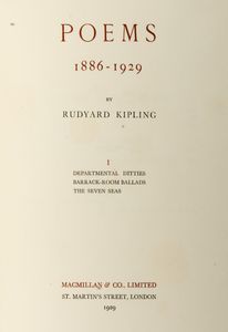 ,Kipling, Rudyard : Poems  - Asta Libri, Autografi e Stampe - Associazione Nazionale - Case d'Asta italiane
