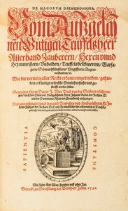 ,Johannes Wier : Theatrum de Veneficis. Von Teuffelsgespenst Zaubern Schwarzkuenstlern, Hexen und Unholden, vieler fuernemmen Historien und Exemple...  - Asta Libri, Autografi e Stampe - Associazione Nazionale - Case d'Asta italiane