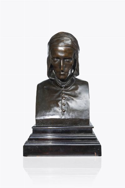VINCENZO VELA 1820-1891 : Busto di Dante Alighieri  - Asta Asta 203 Dipinti - Associazione Nazionale - Case d'Asta italiane