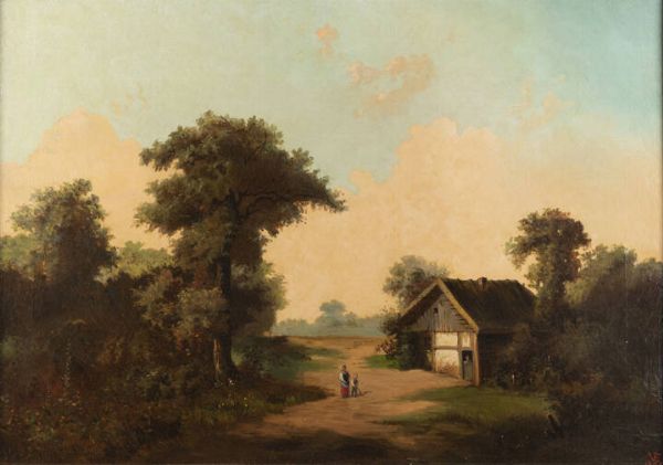 EMILIO VASSARI Brindisi 1826 - 1928 : Paesaggio della campagna toscana 1885  - Asta Asta 203 Dipinti - Associazione Nazionale - Case d'Asta italiane