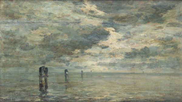 GUGLIELMO CIARDI Venezia 1842 - 1917 : Laguna veneta 1891  - Asta Asta 203 Dipinti - Associazione Nazionale - Case d'Asta italiane