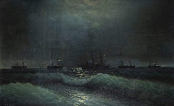 RUDOLF CLAUDUS Austria 1893 - 1964 : Marina con flotta  - Asta Asta 203 Dipinti - Associazione Nazionale - Case d'Asta italiane