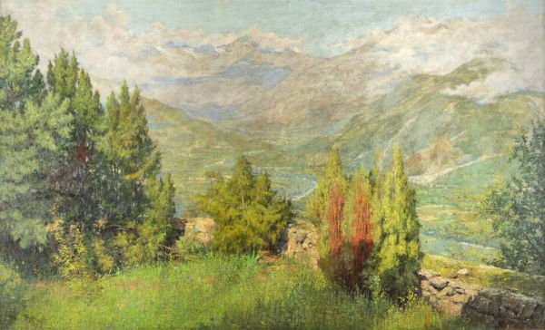 GIOVANNI GIANI Torino 1866 - 1937 : Estate in valle 1901  - Asta Asta 203 Dipinti - Associazione Nazionale - Case d'Asta italiane