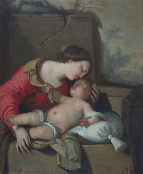 LAURENT DE LA HIRE Parigi 1606 - 1656 : Madonna con Bambino 1642  - Asta Asta 203 Dipinti - Associazione Nazionale - Case d'Asta italiane