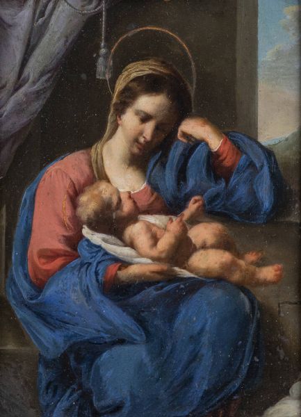 PITTORE ANONIMO DEL XVII SECOLO : Madonna con Bambino  - Asta Asta 203 Dipinti - Associazione Nazionale - Case d'Asta italiane