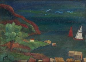 NICOLA GALANTE Vasto (CH) 1883 - 1969 Torino - Marina 1967