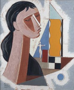 MARIO TOZZI Fossombrone (PS) 1895 - 1979 Saint-Jean-du-Gard (Francia) - Figura in rosa 1974