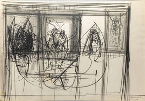 EMILIO SCANAVINO Genova 1922 - 1986 Milano - Composizione astratta 4.III.57