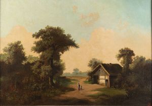 EMILIO VASSARI Brindisi 1826 - 1928 - Paesaggio della campagna toscana 1885