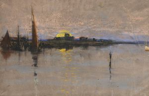 ANDREA TAVERNIER Torino 1858 - 1932 Grottaferrata (RM) - Laguna