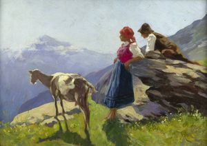 ANGELO GARINO Torino 1860 - 1945 Nizza (Francia) - I pastorelli