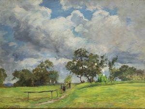 CARLO POLLONERA Alessandria d'Egitto (Egitto) 1849 - 1923 Torino - Paesaggio a Graglia 1920