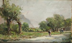 CARLO FOLLINI Domodossola (NO) 1848 - 1938 Pegli (GE) - Giornata estiva 1/8/1925