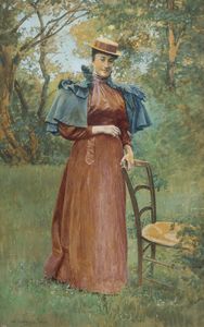 MARCO CALDERINI Torino 1850 - 1941 - Signora in giardino 1894