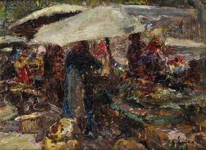 ALESSANDRO LUPO Torino 1876 - 1953 - Mercato di Chivasso