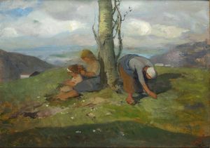 ITALO MUS Chatillon (AO) 1892 - 1967 St.Vincent (AO) - Raccoglitrice di cicoria St. Vincent 1932