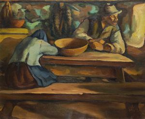 ITALO MUS Chatillon (AO) 1892 - 1967 St.Vincent (AO) - L'attesa della guida