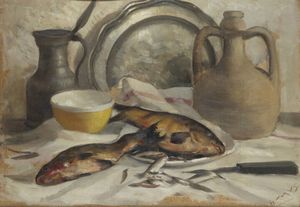 ITALO MUS Chatillon (AO) 1892 - 1967 St.Vincent (AO) - Natura morta 1942 ca