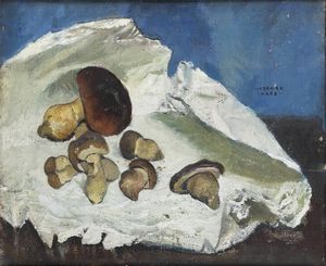 CESARE MAGGI Roma 1881 - 1961 Torino - Natura morta con funghi porcini