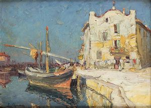 LIDIO AJMONE Coggiola (VC) 1884 - 1945 Andezeno (TO) - Porticciolo