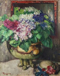 FERNAND TOUSSAINT Bruxelles (Belgio) 1873 - 1956 Ixelles (Belgio) - Vaso di fiori