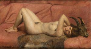 GIOVANNI JR. ARNAUD Caraglio di Cuneo 1888-1948 - Modella in posa con testa di caprone 1915