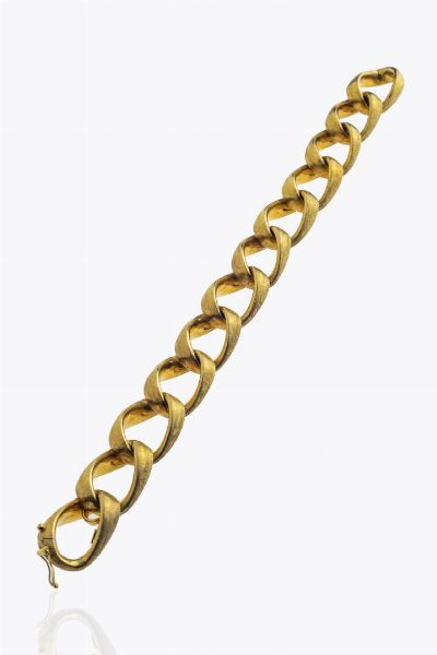 BRACCIALE : Peso gr 42 Lunghezza cm 20 in oro giallo lucido e satinato composto da anelli ovalizzati  - Asta Asta 205 Gioielli - Associazione Nazionale - Case d'Asta italiane