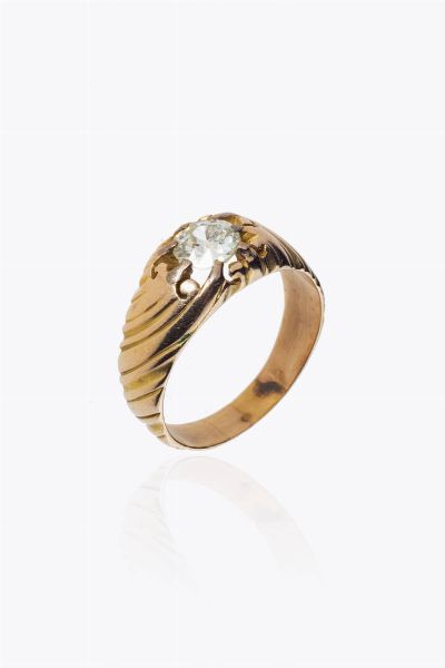 ANELLO : Peso gr 8 3 Misura 24 (64) in oro rosa sommit con diamante solitario taglio vecchio di ct 1 0 ca  - Asta Asta 205 Gioielli - Associazione Nazionale - Case d'Asta italiane