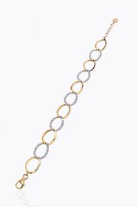 BRACCIALE - Peso gr 8 2 Lunghezza cm 18 in oro rosa con anelli ovalizzati lisci alternati ad anelli in diamanti taglio brillante  [..]