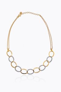 GIROCOLLO - Peso gr 11 5 in oro rosa  composto nella parte centrale da anelli ovalizzati lisci alternati ad anelli in diamanti  [..]