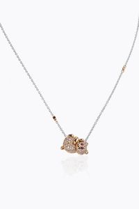 CATENA CON CIONDOLO - Peso gr 8 0 in oro bianco e rosa a forma di orsetto con diamanti taglio brillante per totali ct 0 40 ca e due  [..]