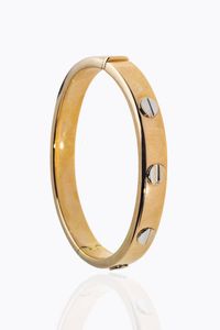 BRACCIALE - Peso gr 21 9 rigido  in oro rosa con decori a vite in oro bianco